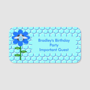 Porte-nom Joyeux Bee Day Boy Blue Birthday Bumblebee Custom