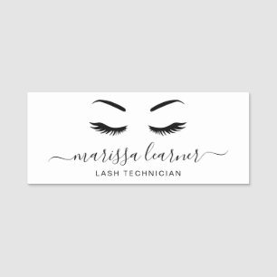 Porte-nom Lashes minimaliste Simple Noir et Blanc Élégant