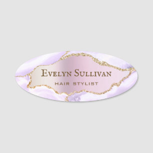 Porte-nom Lavande Agate Faux Pearlescent Foil