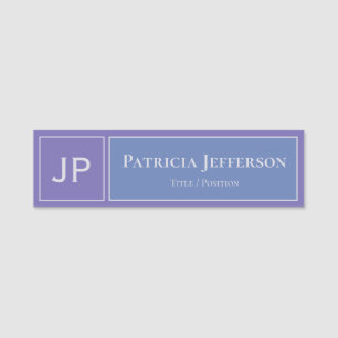 Porte-nom Lavande Moderne Purple Et Ciel Clair Monogramme bl