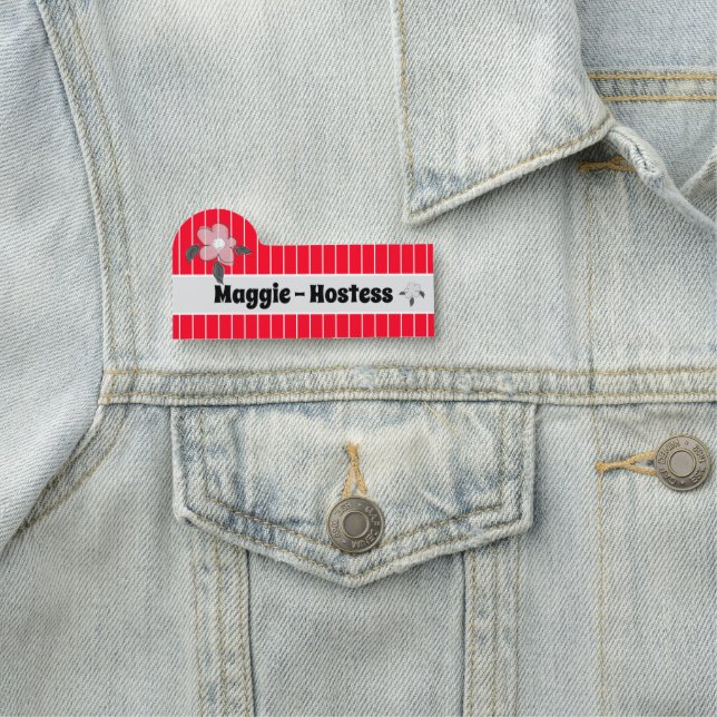 Porte-nom Lecture simple Fluorescent Rouge (En situation)