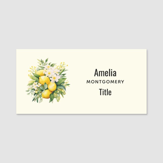 Porte-nom Lemon Bouquet with White Blossoms (Devant)