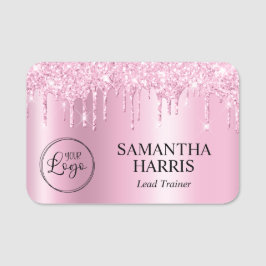 Porte-nom Light Pink Glitter Drips Shimmer