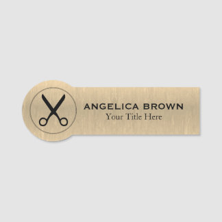 Porte-nom Logo Black Scissors - Balise Gold Name
