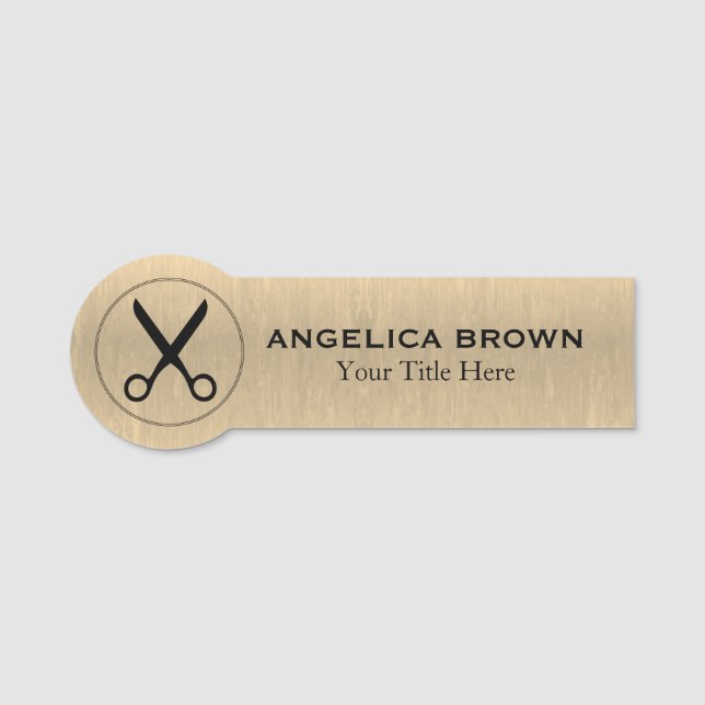 Porte-nom Logo Black Scissors - Balise Gold Name (Devant)