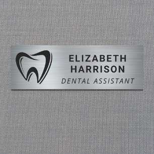 Porte-nom Logo de dentiste Cabinet dentaire Argent