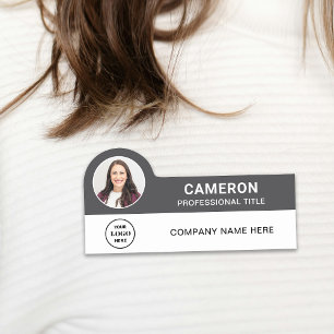 Porte-nom Logo de la société de photo moderne grise Employé