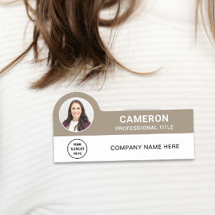 Porte-nom Logo de la société de photo Tan Modern pour employ