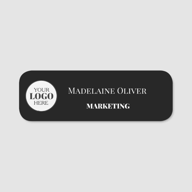 Porte-nom Logo de l'employé noir blanc simple (Devant)