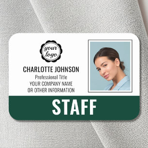 Porte-nom Logo de l'employé personnalisé Photo Vert foncé ma