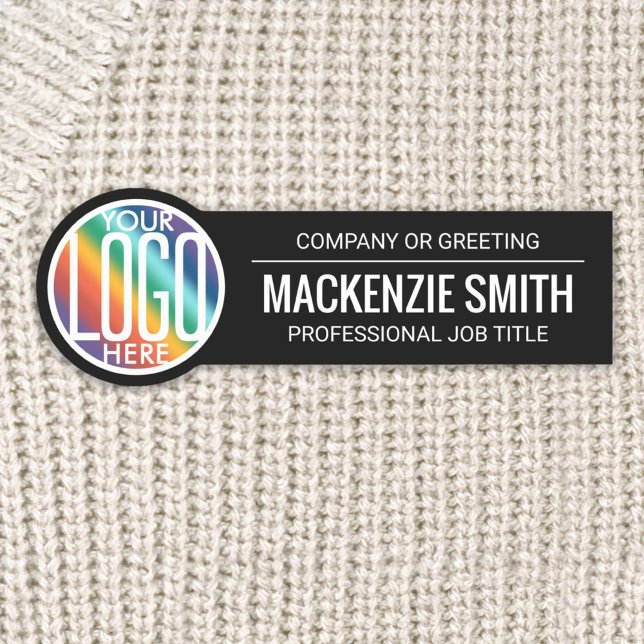 Porte-nom Logo de l'entreprise Employé professionnel noir et (Créateur téléchargé)