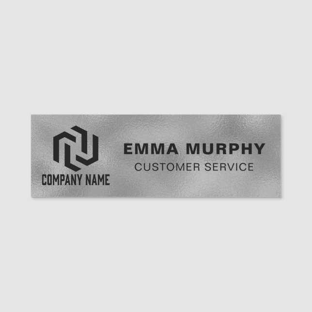 Porte-nom Logo de l'entreprise Employé professionnel Silver  (Devant)
