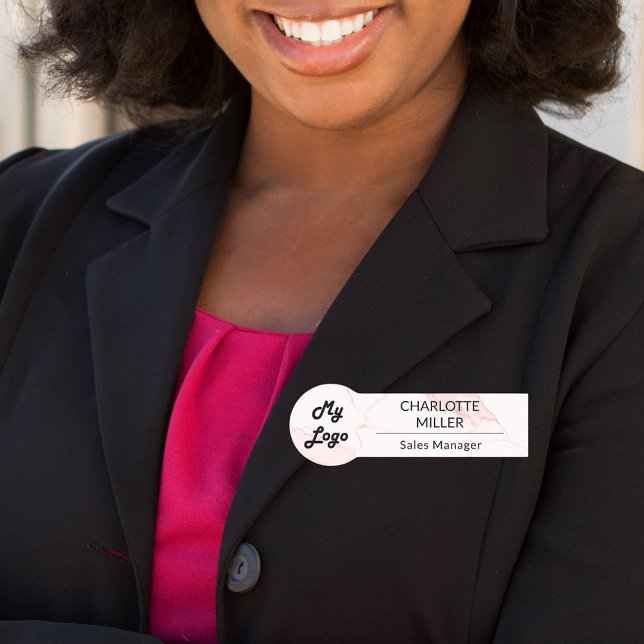 Porte-nom Logo de l'entreprise en marbre rose (Créateur téléchargé)