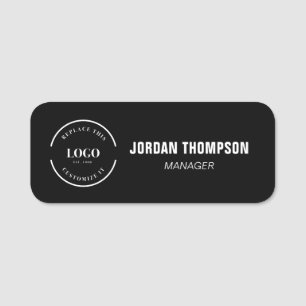 Porte-nom Logo de l'entreprise ID employé noir personnalisé