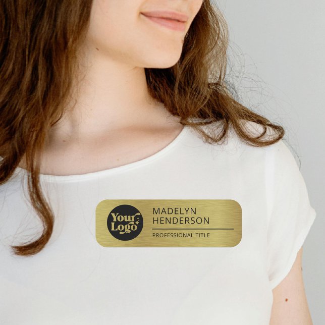 Porte-nom Logo de l'entreprise métallurgique employé magnéti (Créateur téléchargé)