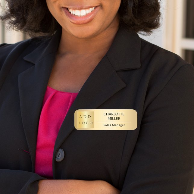 Porte-nom Logo de l'entreprise or employé magnétique (Créateur téléchargé)