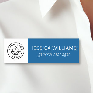Porte-nom Logo de l'entreprise personnalisée - Employé bleu