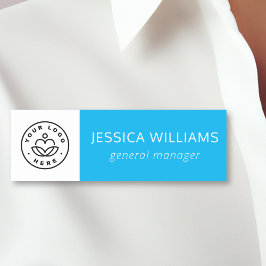 Porte-nom Logo de l'entreprise personnalisée - Employé bleu