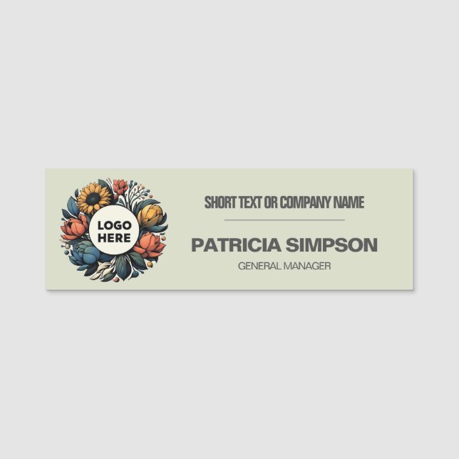 Porte-nom Logo de l'entreprise personnalisée, nom de l'emplo (Devant)