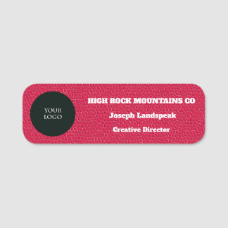 Porte-nom Logo de l'entreprise sur l'impression en cuir rose