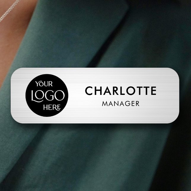 Porte-nom Logo de marque employé professionnel Silver (Créateur téléchargé)