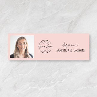 Porte-nom Logo de photo de maquillage en écriture rose blush