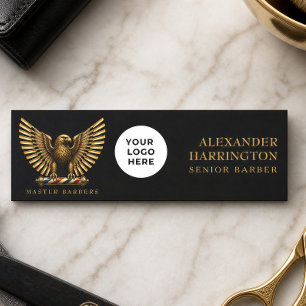 Porte-nom Logo de salon de coiffure LuxuryGolden Eagle Barbe