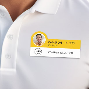 Porte-nom Logo de société moderne photo jaune magnétique