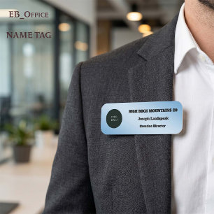 Porte-nom Logo d'employé commercial métallisé bleu