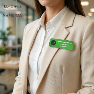 Porte-nom Logo d'employé commercial métallisé vert