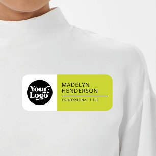 Porte-nom Logo d'entreprise blanc jaune vert employé magnéti