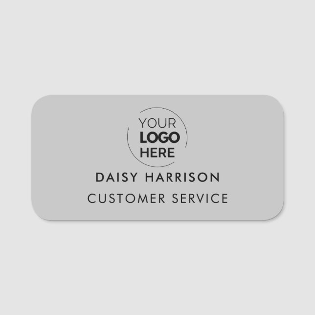 Porte-nom Logo d'entreprise | Gray clair personnel employé m (Devant)