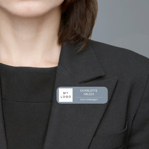 Porte-nom Logo d'entreprise gris employé moderne