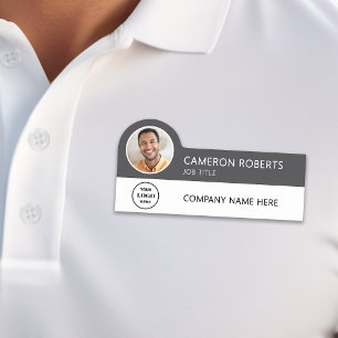 Porte-nom Logo d'entreprise moderne gris photo magnétique
