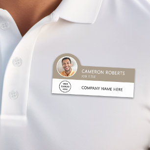Porte-nom Logo d'entreprise moderne marron Photo de l'employ
