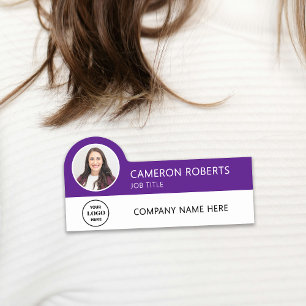 Porte-nom Logo d'entreprise moderne photo magnétique violet