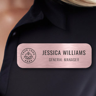 Porte-nom Logo d'entreprise personnalisé Faux Brossé rose mé