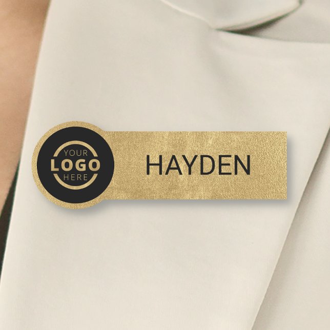 Porte-nom Logo d'entreprise personnalisé Gold Nom du personn (Créateur téléchargé)