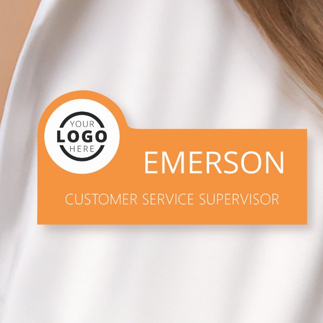 Porte-nom Logo d'entreprise personnalisé Orange de base empl (Créateur téléchargé)