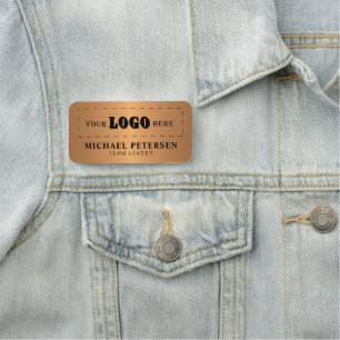 Porte-nom Logo d'entreprise personnalisé sur fond cuivre fau