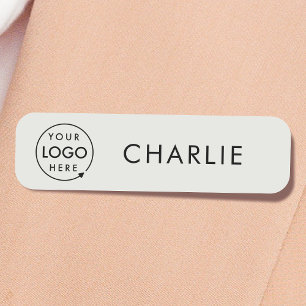 Porte-nom Logo d'entreprise Personnel gris minimaliste