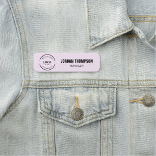 Porte-nom Logo d'entreprise rose personnalisée ID employé