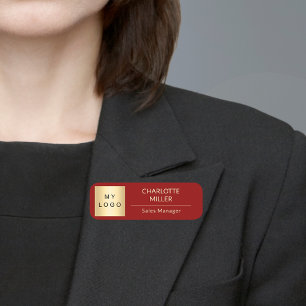 Porte-nom Logo d'entreprise rouge employé moderne
