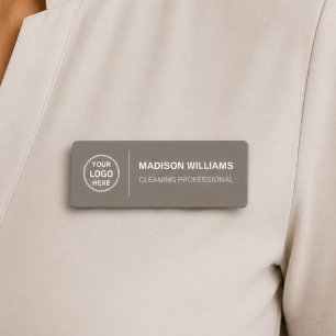 Porte-nom Logo des services de nettoyage modernes Taupe
