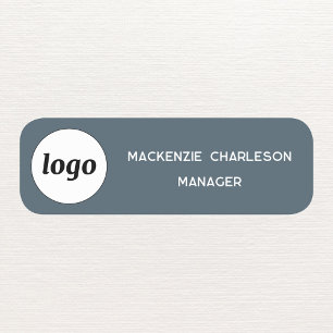 Porte-nom Logo Employé Personnel Gris Charbon Magnétique ou