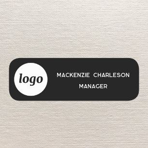 Porte-nom Logo Employé Personnel Magnétique Noir ou Épingle