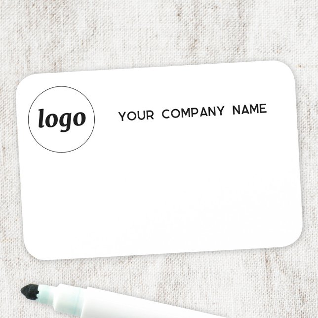 Porte-nom Logo Employé Personnel Magnétique ou Épingle Table (Simple logo with custom text business branding promotional dry erase name tag)
