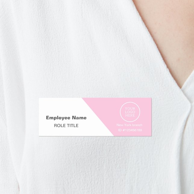 Porte-nom Logo Employé Photo rose Épingle de sécurité magnét (Créateur téléchargé)