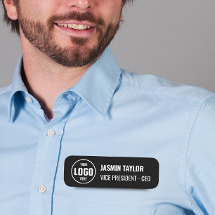 Porte-nom Logo et titre de travail personnalisables Minima
