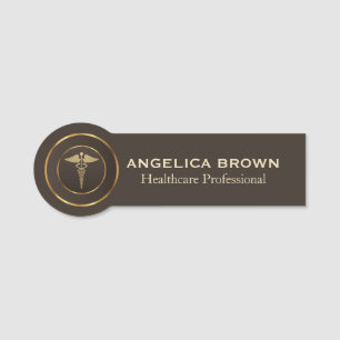 Porte-nom Logo Gold Caduceus Logo Indicateur de nom de la sa